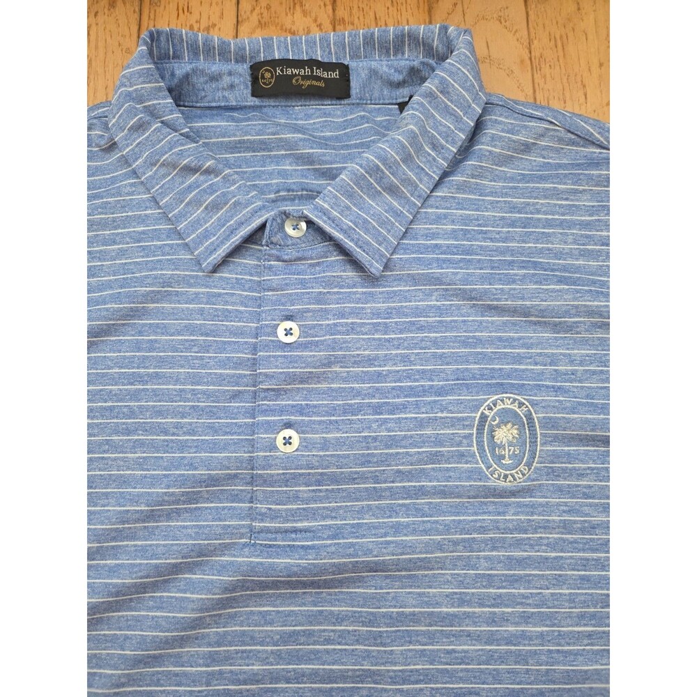 Kiawah Island Originals Short Sleeve Polo Golf Shirt Men's XXL 2XL Blue Striped